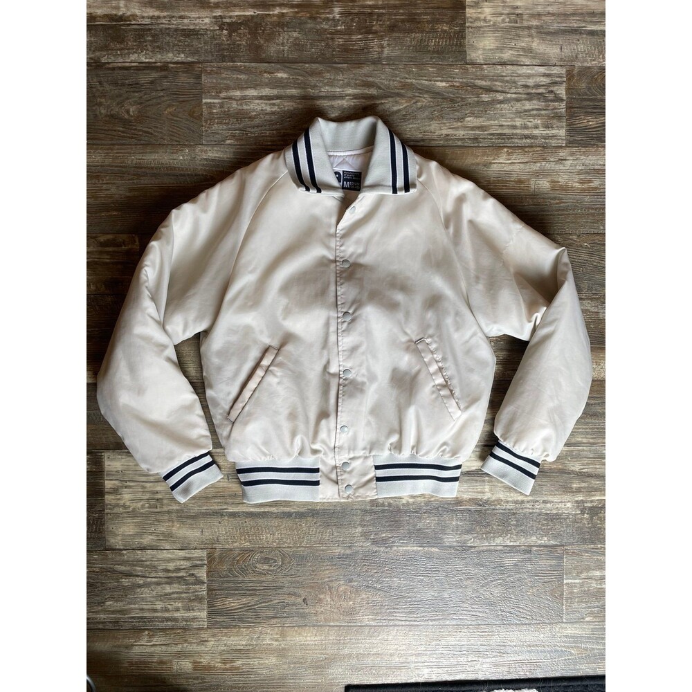 Vintage Cream bomber jacket with black stripes